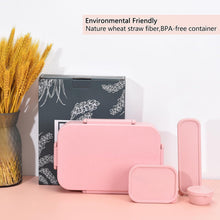 Load image into Gallery viewer, 2045ml Large Bento Box, Wheat Fiber Kids/Adults Lunch Box, with Removable 100% Leak-Proof Compartments, BPA-Free Lightweight and Easy Open To-go Food Container for School, Work, Picnic -Pink
