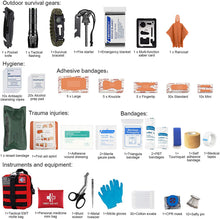 Load image into Gallery viewer, Homestockplus [2021 Upgrade] Trauma First Aid Kit with Survival Gear Outdoor Tactical Gear Set Military Grade Molle System for Camper Travel Hunting Hiking and Adventures（RED）
