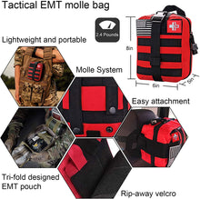 Load image into Gallery viewer, Homestockplus [2021 Upgrade] Trauma First Aid Kit with Survival Gear Outdoor Tactical Gear Set Military Grade Molle System for Camper Travel Hunting Hiking and Adventures（RED）

