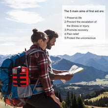 Load image into Gallery viewer, Homestockplus [2021 Upgrade] Trauma First Aid Kit with Survival Gear Outdoor Tactical Gear Set Military Grade Molle System for Camper Travel Hunting Hiking and Adventures（RED）
